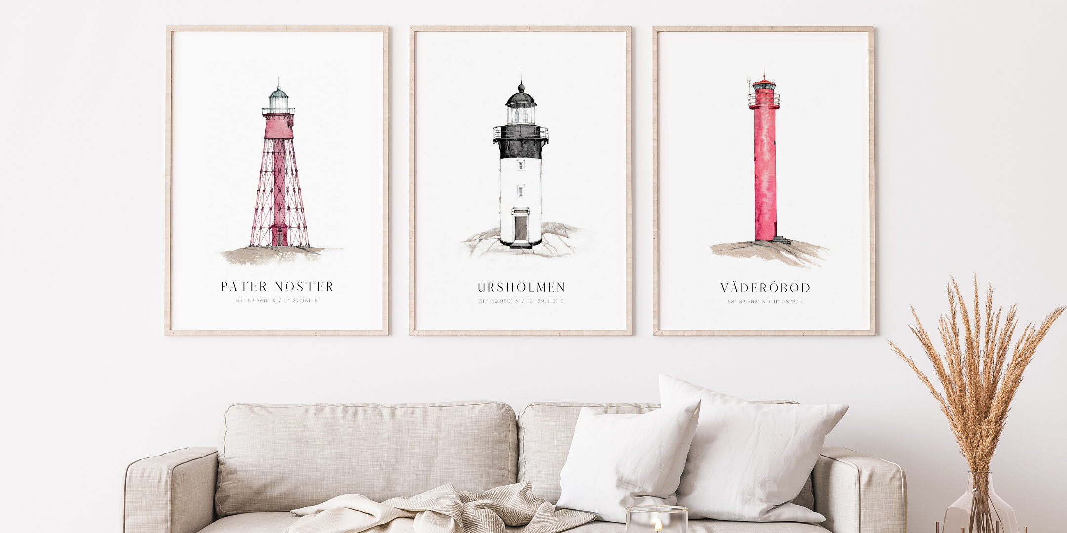 Posters med bohuslänska fyrar